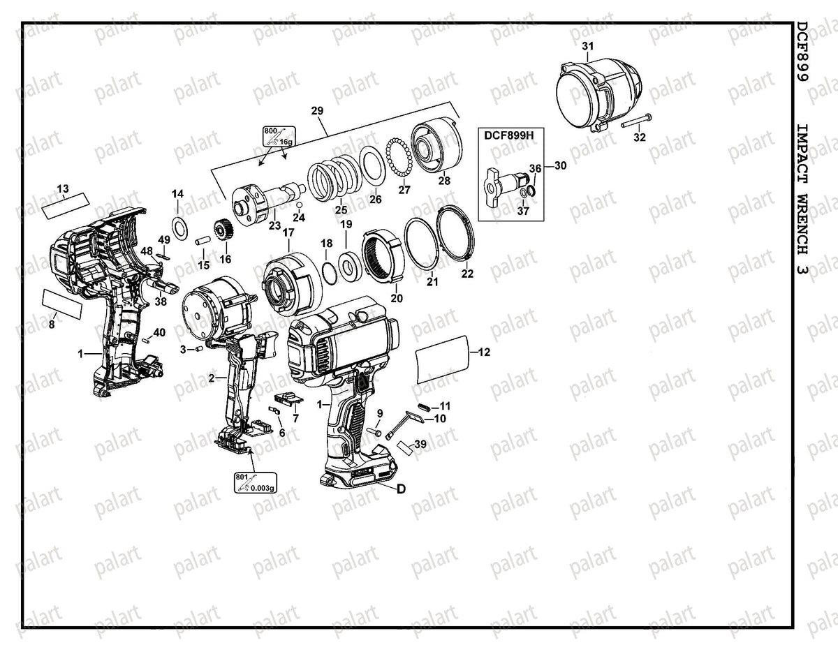 Palart compatibility guide for DCF899HB/HP Type 1–3.
