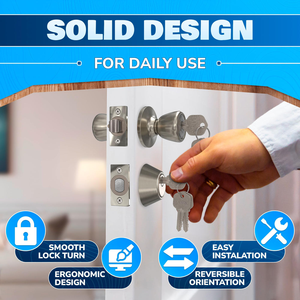 PalaYou adjustable backset fits 2-3/8 inch or 2-3/4 inch doors for versatile mounting.