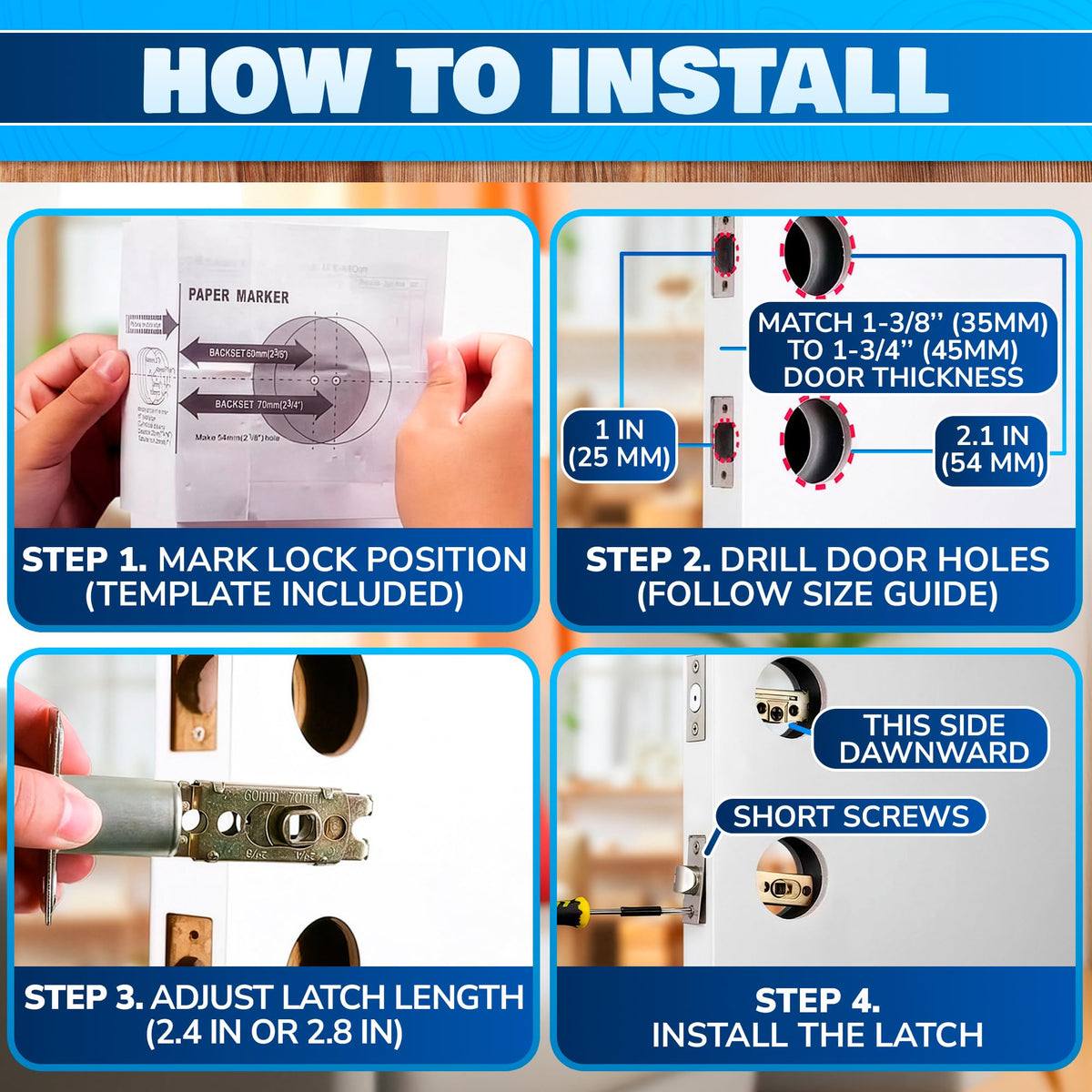 PalaYou two-point security locks combine knob and deadbolt for enhanced exterior protection.