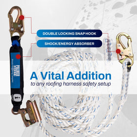 Palmer Safety extension lanyard 18in demonstrates length for positional work.