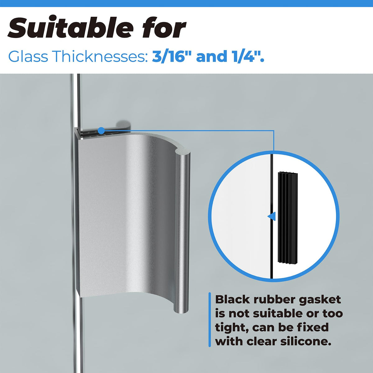 PalpitateC black rubber pad secures glass without damage during installation.
