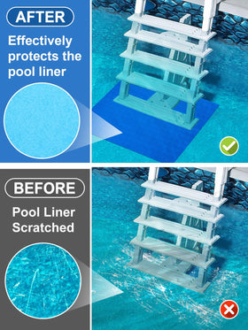 PAMASE pool ladder mat easy trim fit adjusts for different pool sizes.