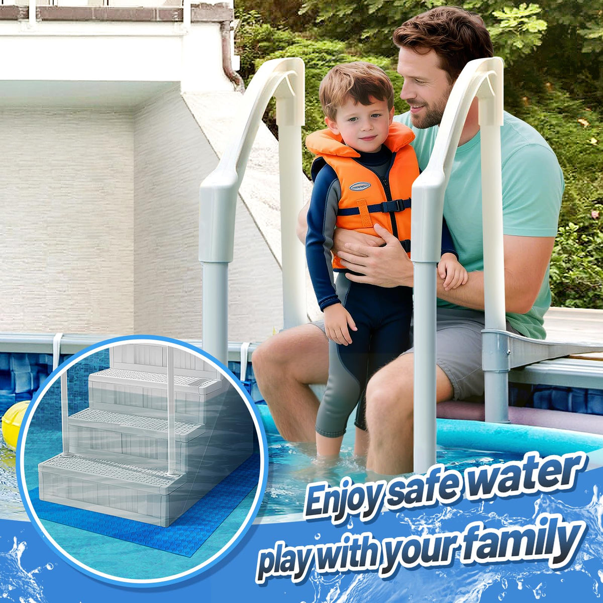 PAMASE pool ladder mat liner protection prevents punctures during maintenance.