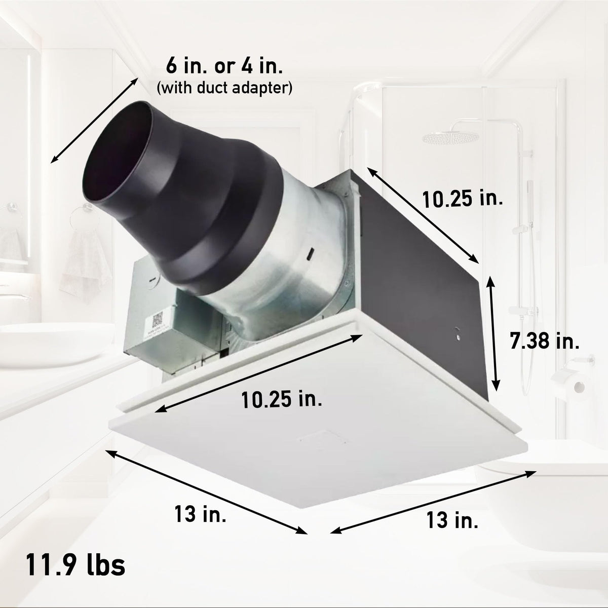 Panasonic WhisperGreen Select dual-speed profile highlighting adjustable airflow