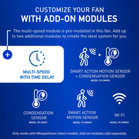 Panasonic WhisperGreen Select module-ready design supports WiFi or motion sensors