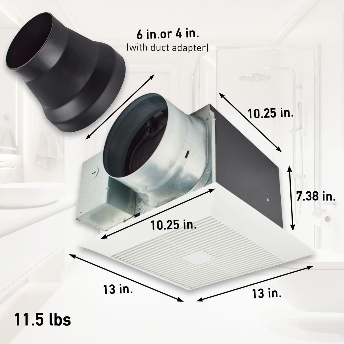 Panasonic WhisperGreen Select Pick-A-Flow switch enables quick CFM boost for active ventilation