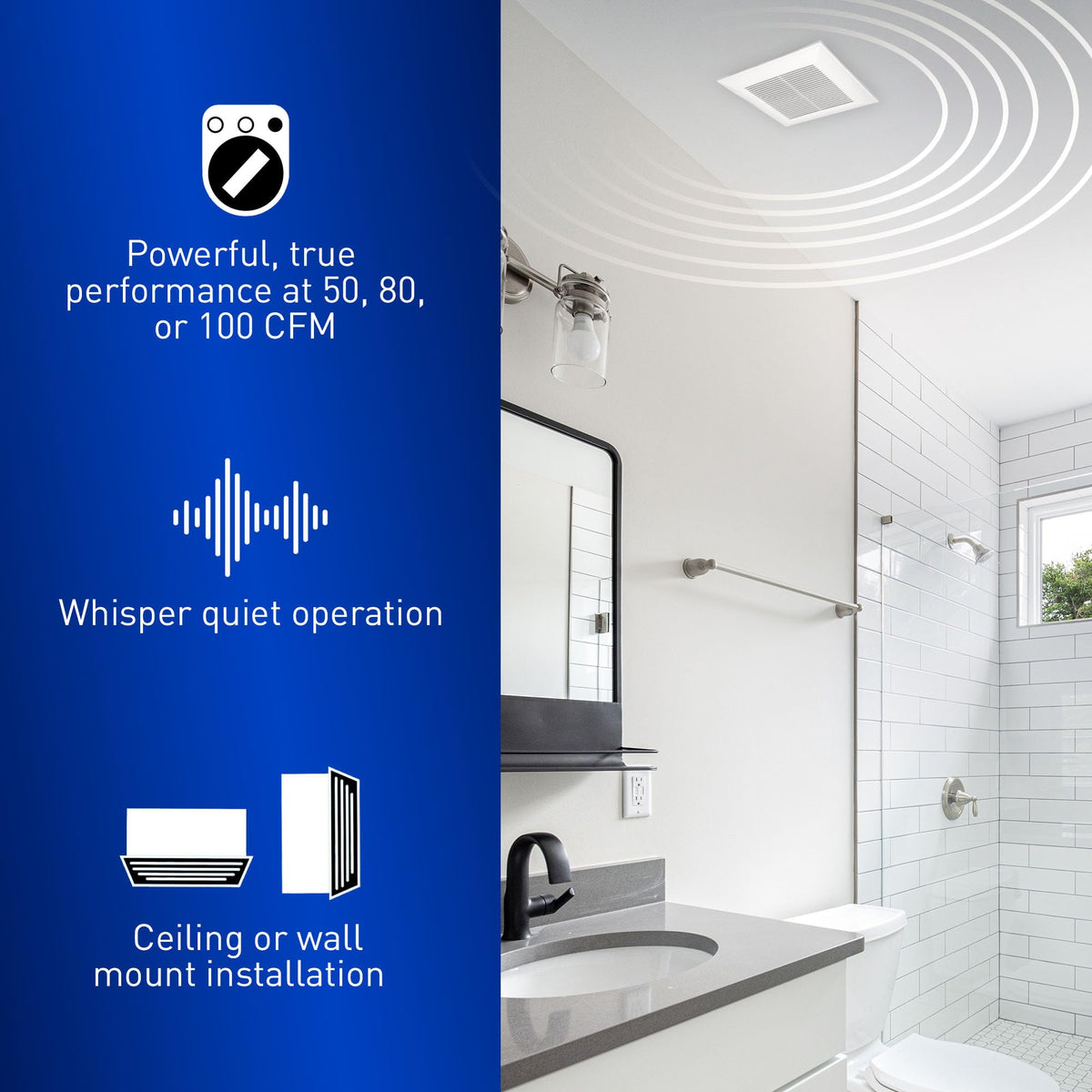 Panasonic WhisperValue ceiling-mount design for tight spaces