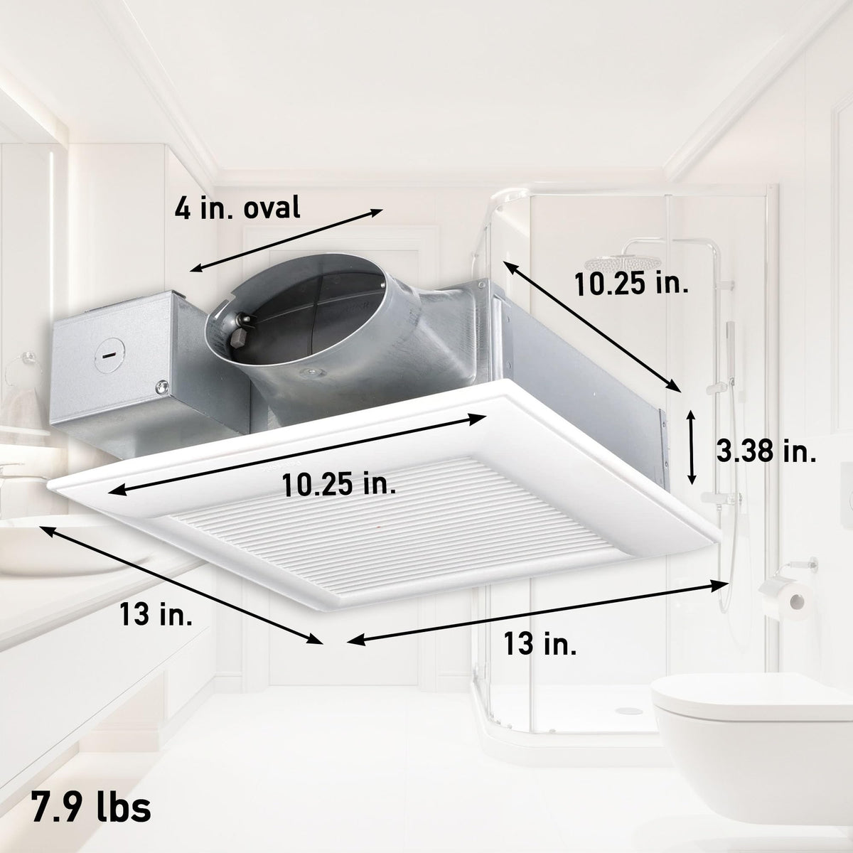 Panasonic WhisperValue FV-0510VSC1 sensor-activated view highlighting humidity-driven ventilation.