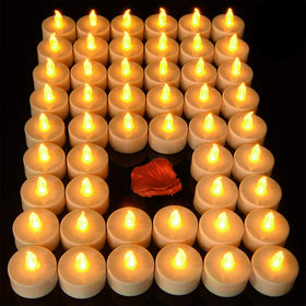 Pandaing Lasts-2x-Longer white flameless tealight candles show extended, safe glow.