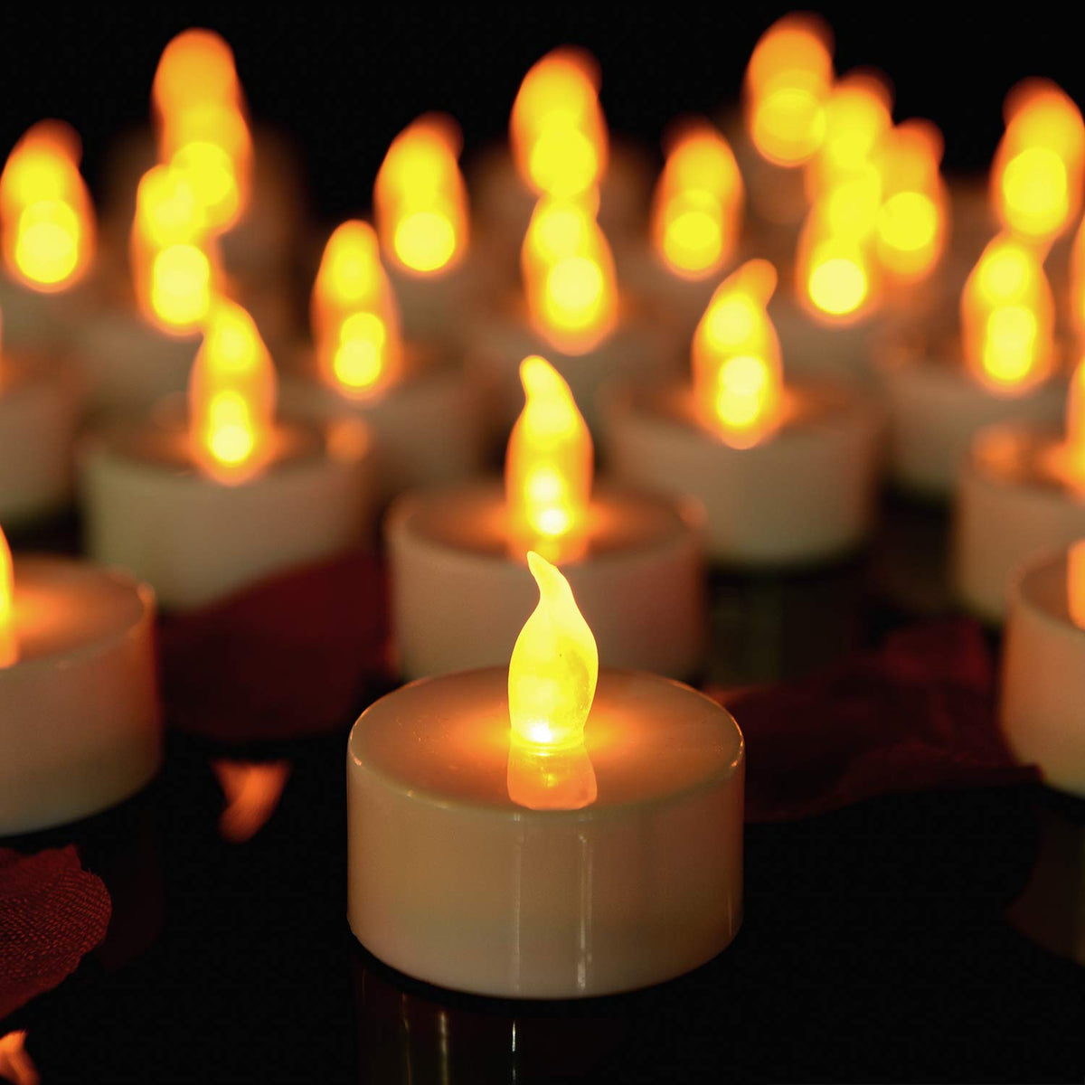Pandaing flickering tealight creates realistic ambiance without smoke.