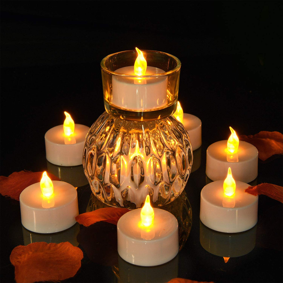 Pandaing warm yellow glow fits standard votive holders.