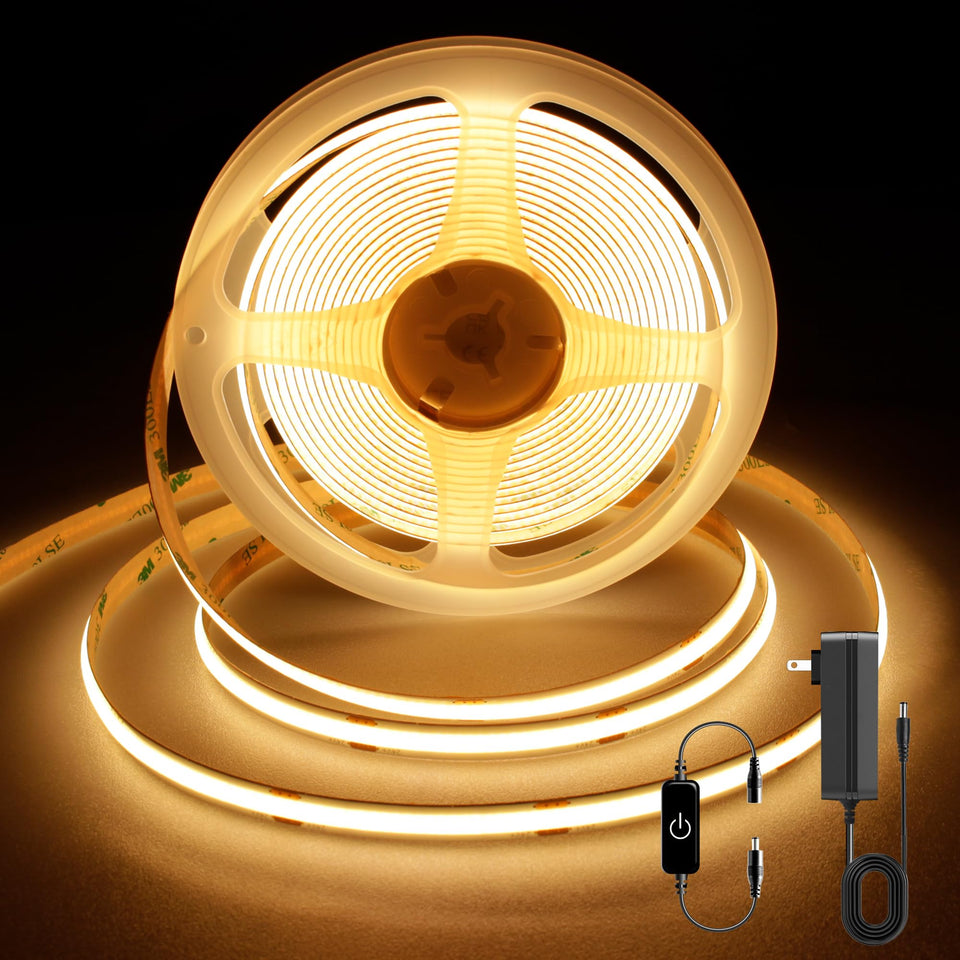 Pandery COB LED Strip 16.4 ft laid out for seamless ambient lighting.