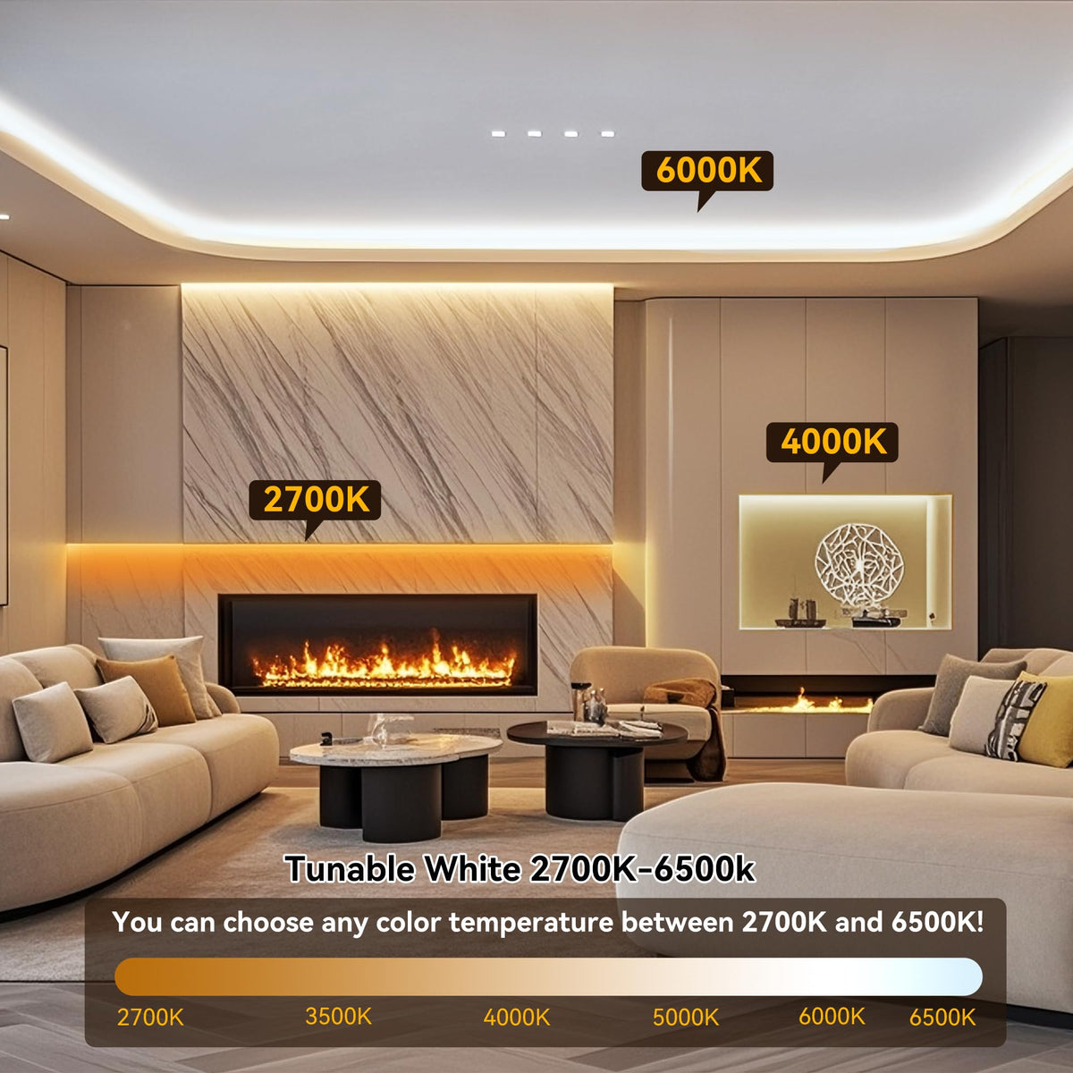 Pandery COB LED strip offers a wide 180-degree beam for even coverage.