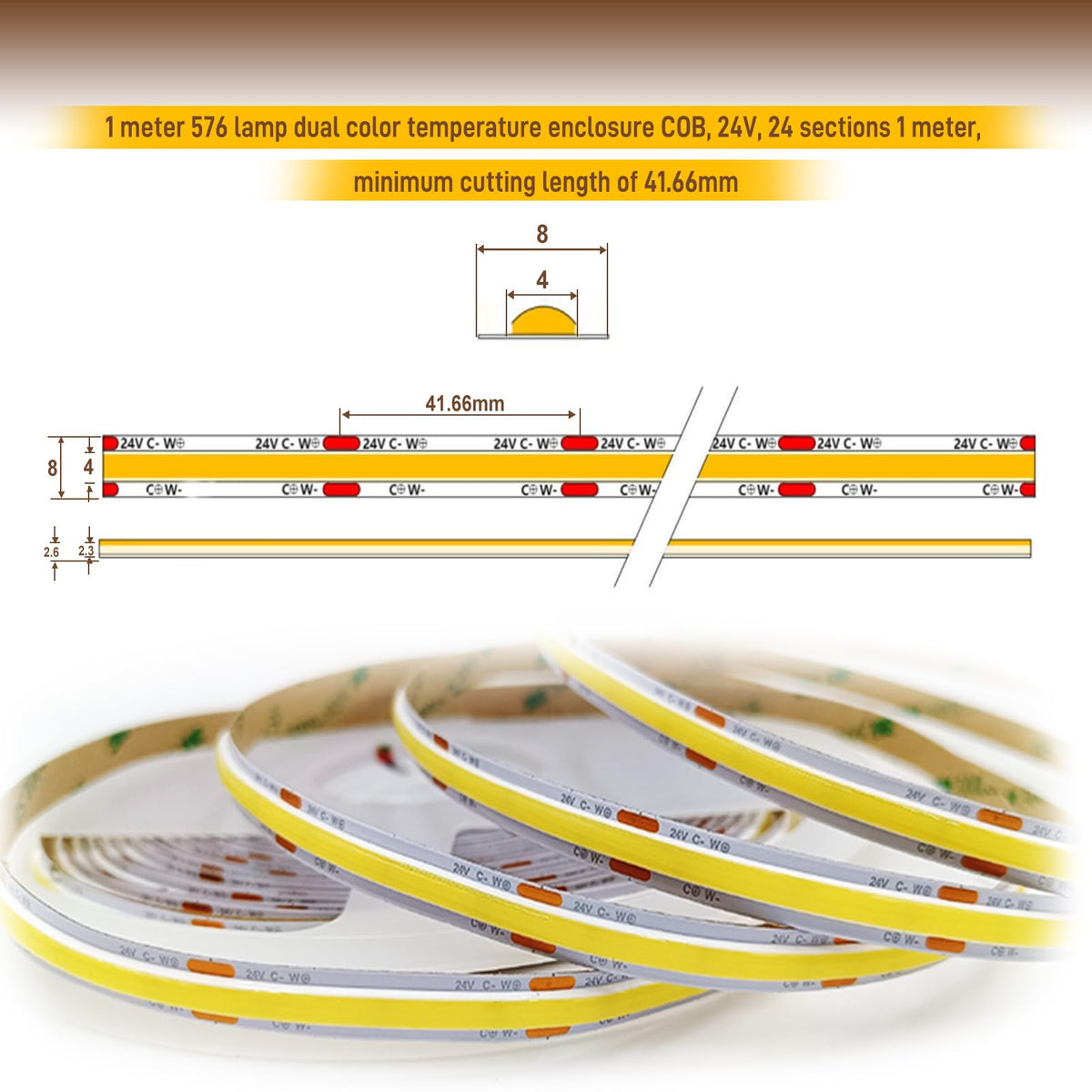 Pandery COB LED strip with app control enables precise color temperature tuning.