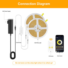 Pandery COB LED strip with music mode for dynamic lighting.