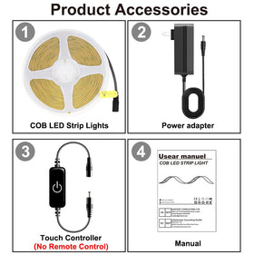 Pandery COB LED Strip under-cabinet lighting for clear kitchen tasks