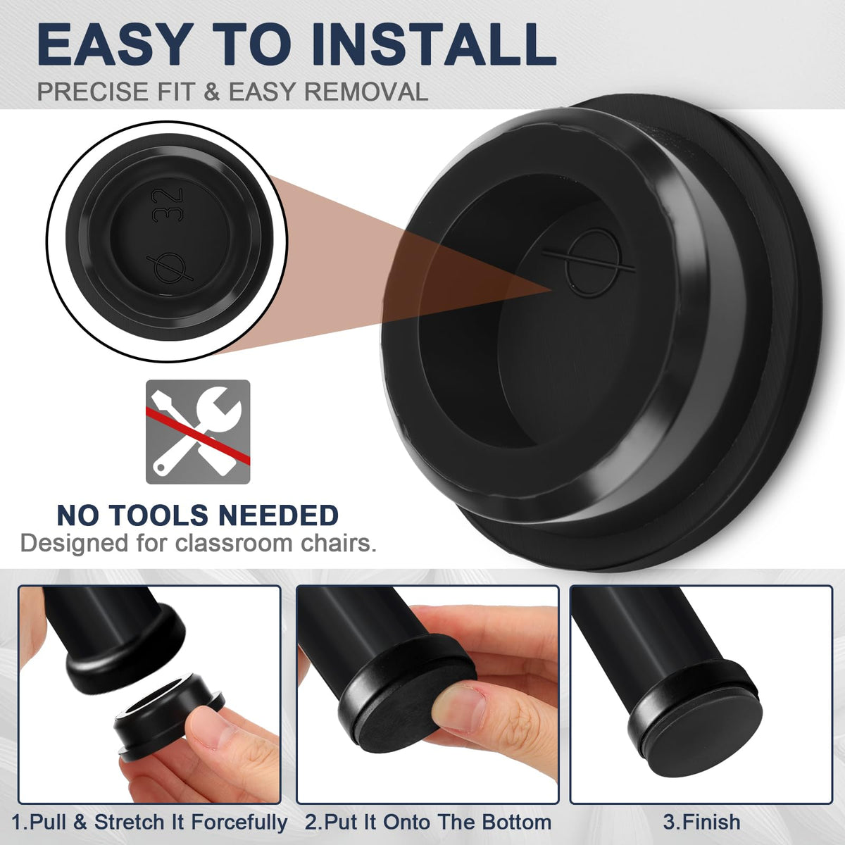 Pangda rubber chair leg caps install quickly for secure fit on metal or wood legs