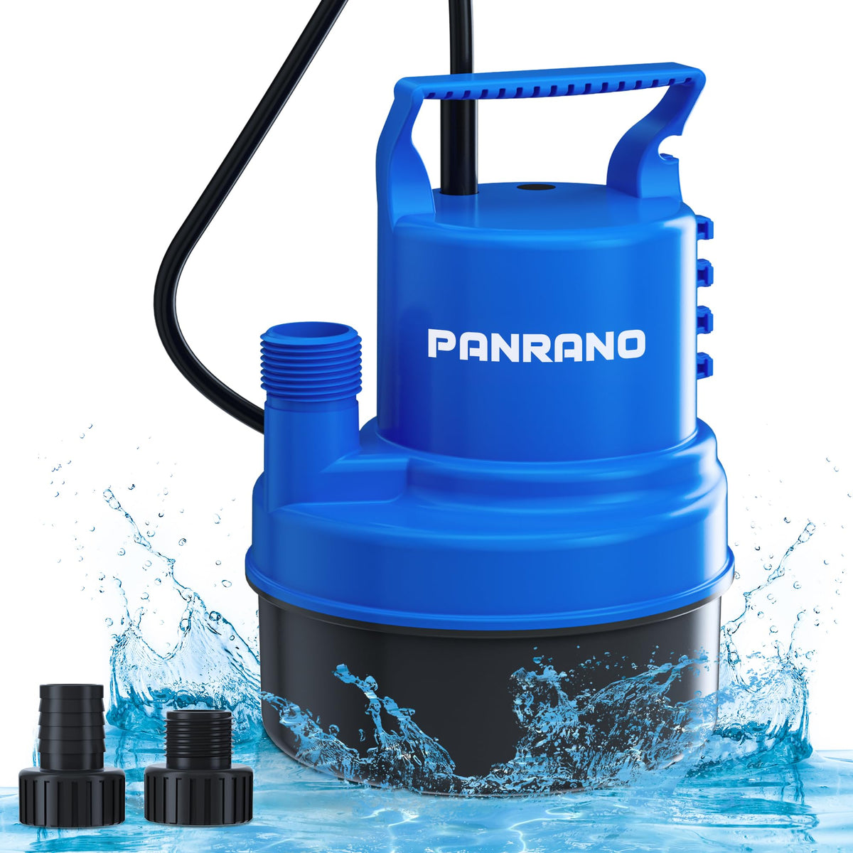 PANRANO submersible pump with blue casing for durable home drainage tasks