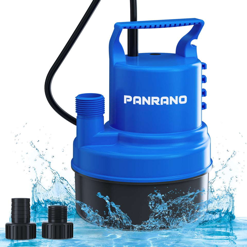 PANRANO submersible pump with blue casing for durable home drainage tasks
