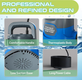 PanRano sump pump with thermoplastic casing shows robust, corrosion-resistant housing.