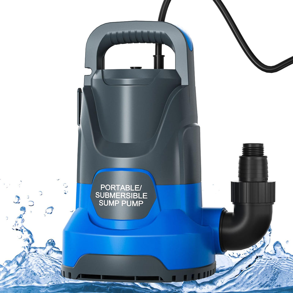 PanRano sump pump top view shows compact design for easy basement drainage.
