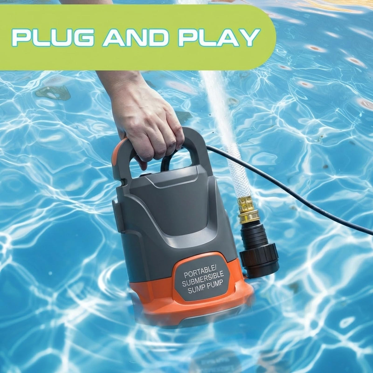 PANRANO sump pump with water sensor enabling near-total drainage.