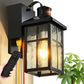 PANXVIGIL porch light with outlet and remote for easy outdoor power control.