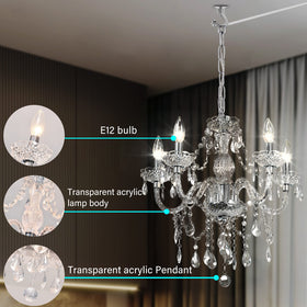 PAPAYA 5-light crystal pendant in dining area setting for stylish meals