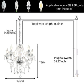 PAPAYA crystal pendant above kitchen island with clear cord and contemporary glow