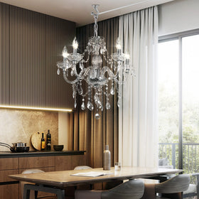 PAPAYA hanging chandelier in living room with warm inviting glow