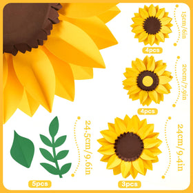 PAPER JAZZ 3D sunflower wall art enhances bulletin boards with color.