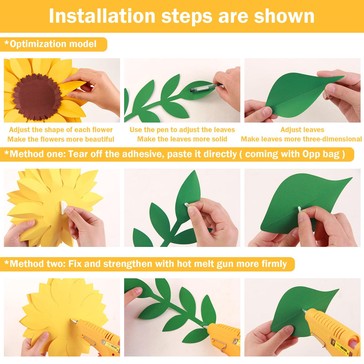 PAPER JAZZ large sunflower wall decor adds cheerful kitchen color.