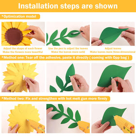PAPER JAZZ large sunflower wall decor adds cheerful kitchen color.