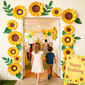 PAPER JAZZ sunflower wall stickers offer easy, residue-free decorating.