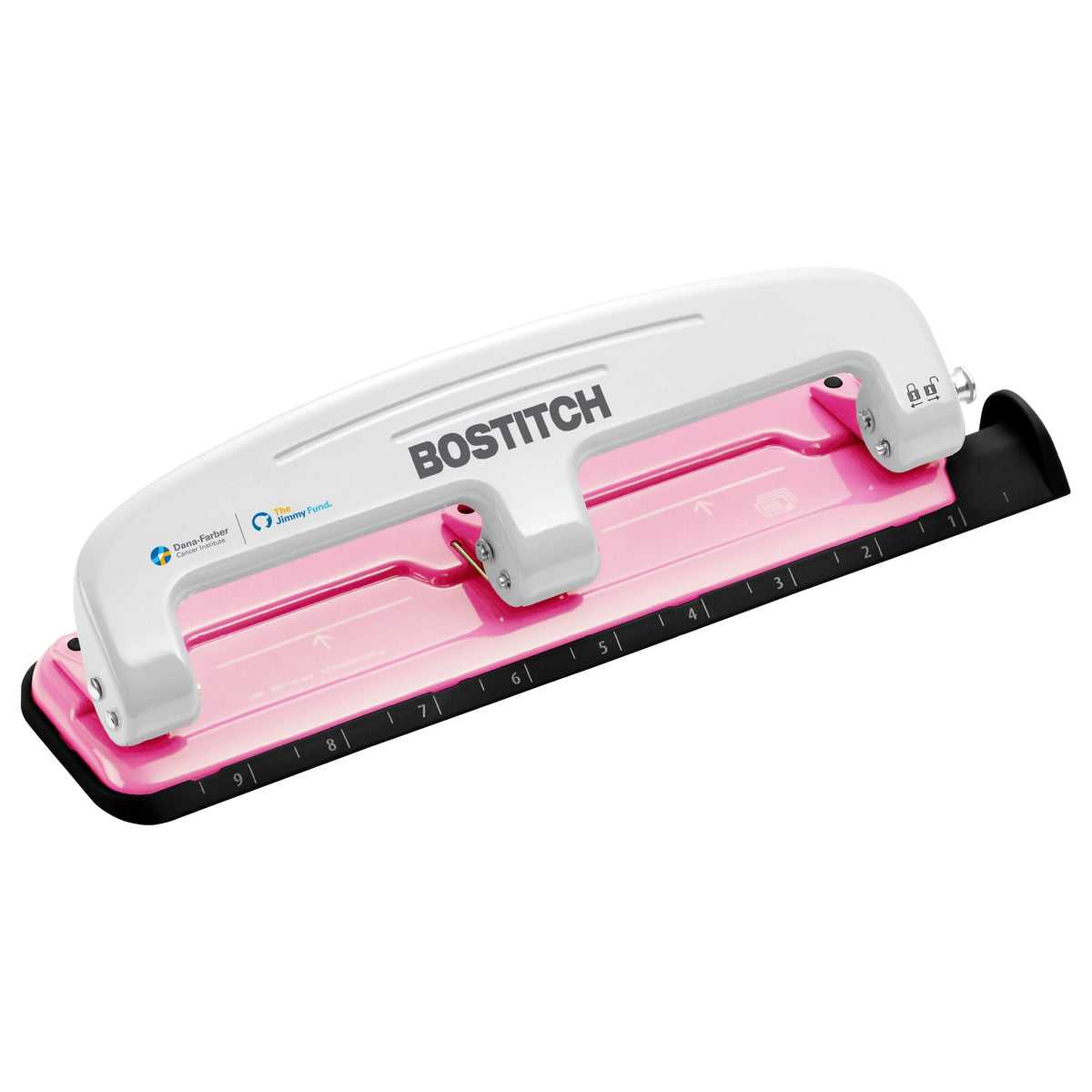 PaperPro inCOURAGE 12-sheet pink punch enables fast, precise three-hole punching.