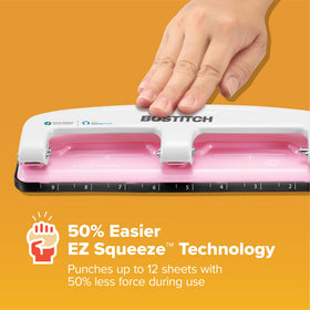 PaperPro inCOURAGE ergonomic handle design improves grip during longer punching tasks.