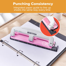 PaperPro inCOURAGE integrated ruler aids precise hole placement.