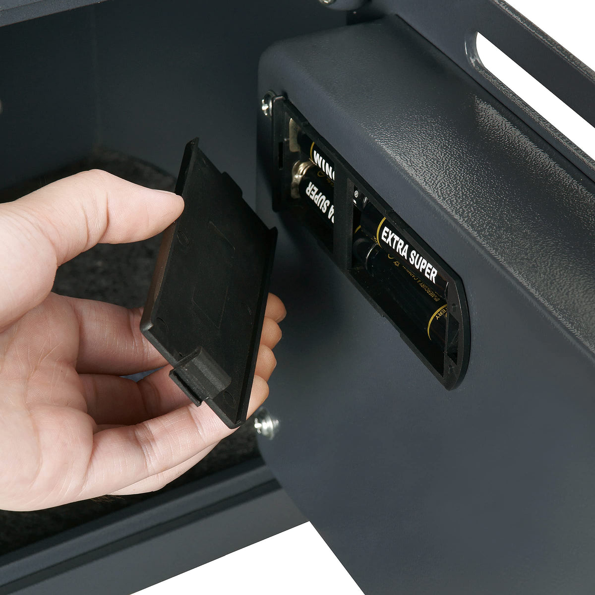 Paragon Drop Safe includes batteries and anchor bolts for quick installation