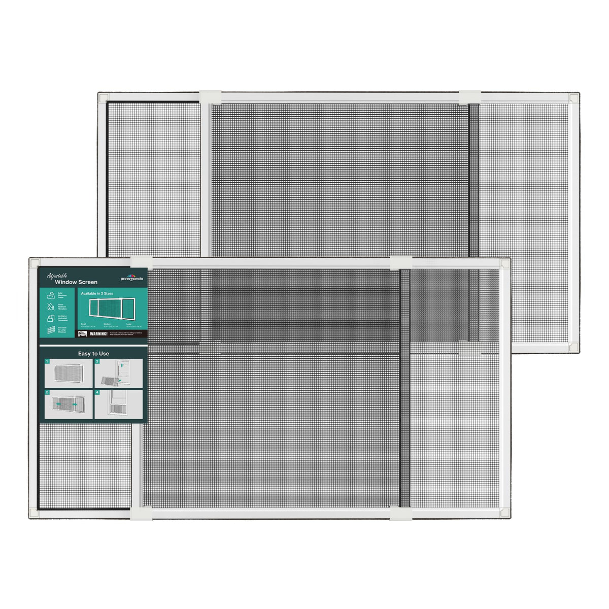 Paramondo expandable window screen assembled in a wide frame for fresh air and bug protection.