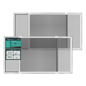 Paramondo expandable window screen assembled in a wide frame for fresh air and bug protection.