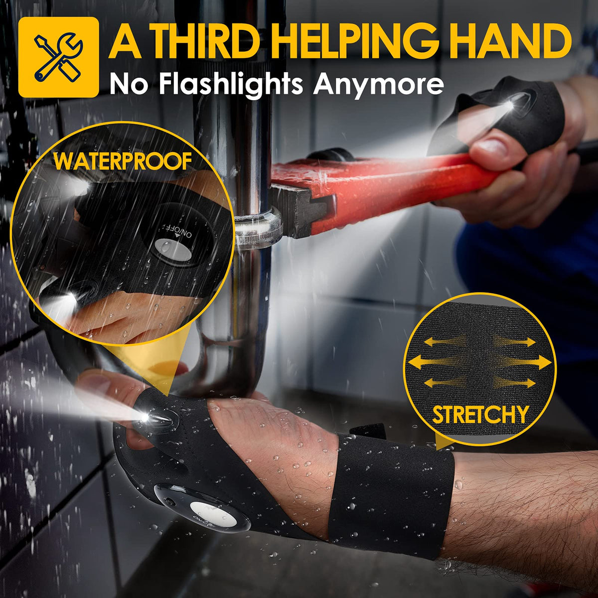 PARIGO waterproof LED gloves keep you visible while fishing or night running.