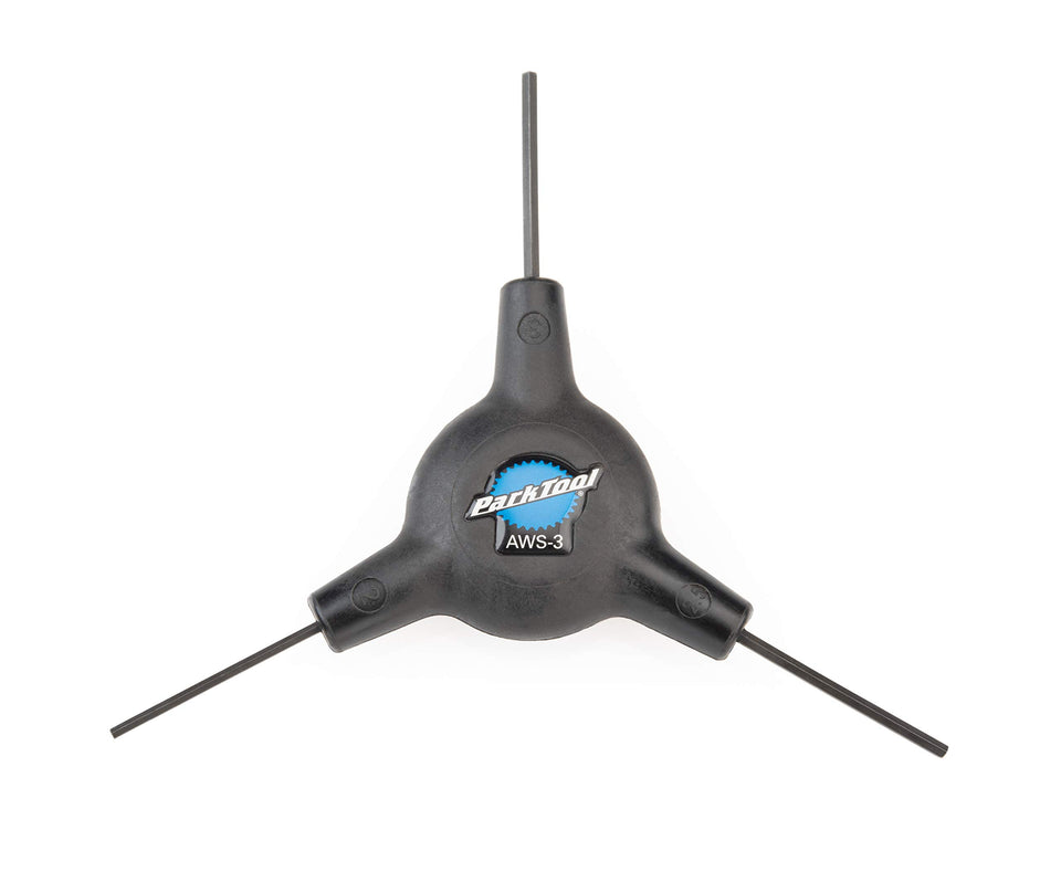Park Tool AWS-3 hex wrench set with 2 mm, 2.5 mm, and 3 mm tips for precise bike adjustments.