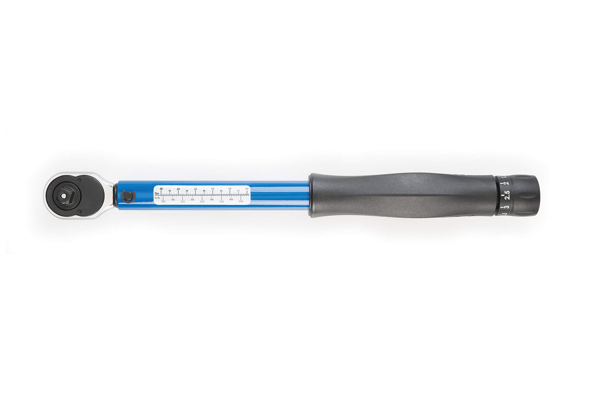 Park Tool TW-6.2 3/8-inch ratcheting drive for quick, repeatable torque.