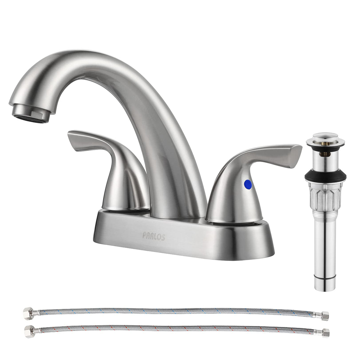 PARLOS 2-handle bathroom faucet in brushed nickel, deck mounted for easy daily use.