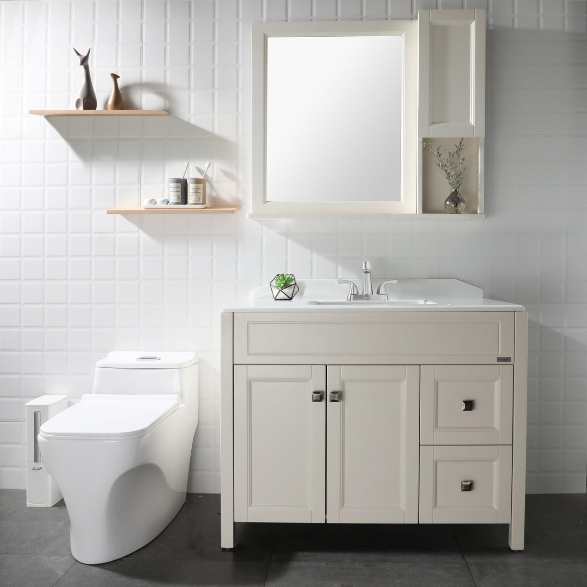 PARLOS deck-mounted installation fits most modern vanities.