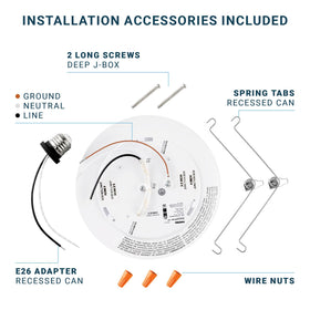 Parmida LED disk light is wet-location rated for bathrooms and covered outdoor areas.