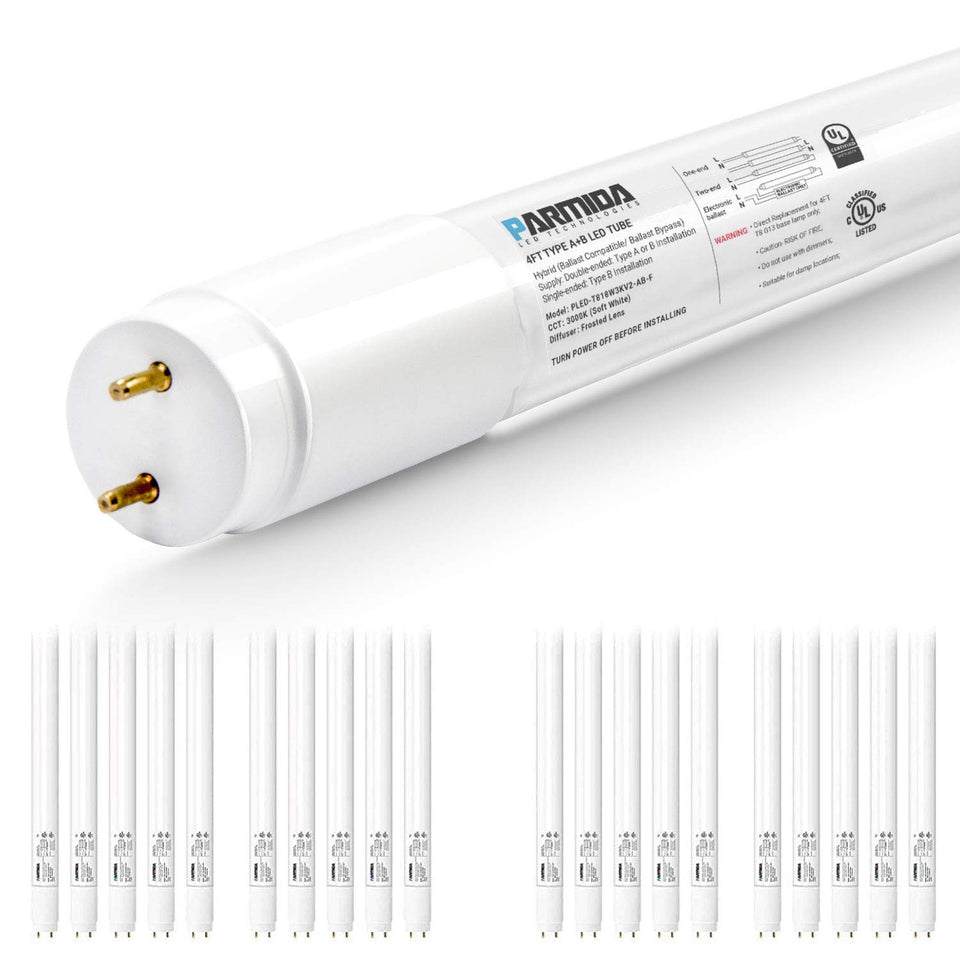 Parmida LED T8 hybrid 4ft tube in plug-and-play mode for easy retrofit.
