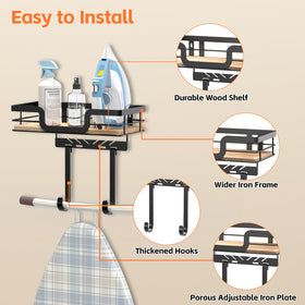 PAROTO adjustable hooks organize iron, steamer, and accessories.