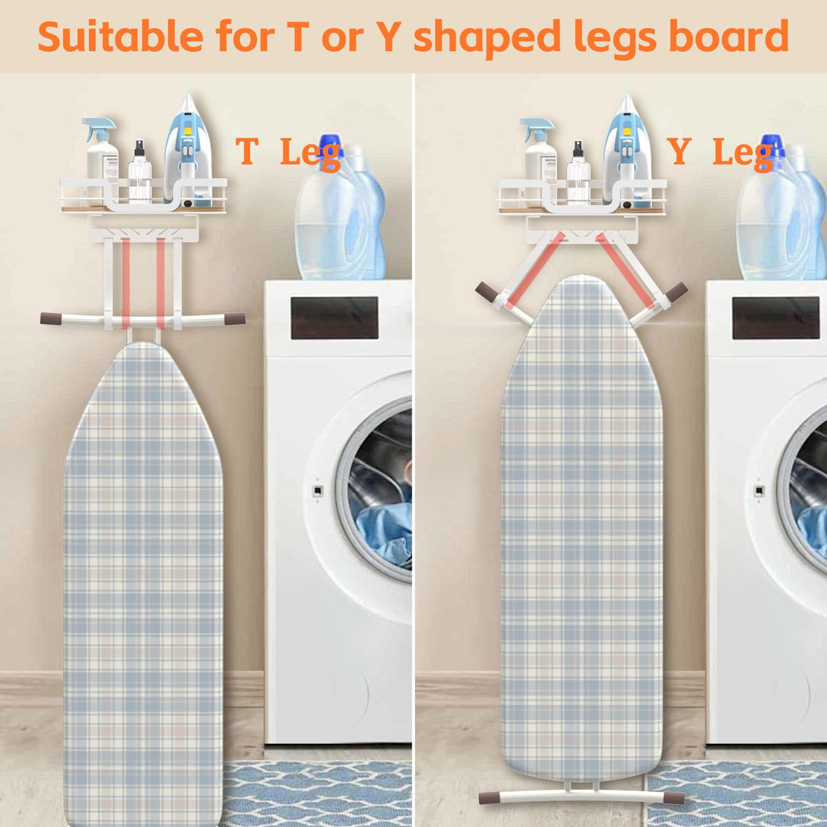 PAROTO T-V shaped leg boards hanger fits multiple ironing board designs securely.