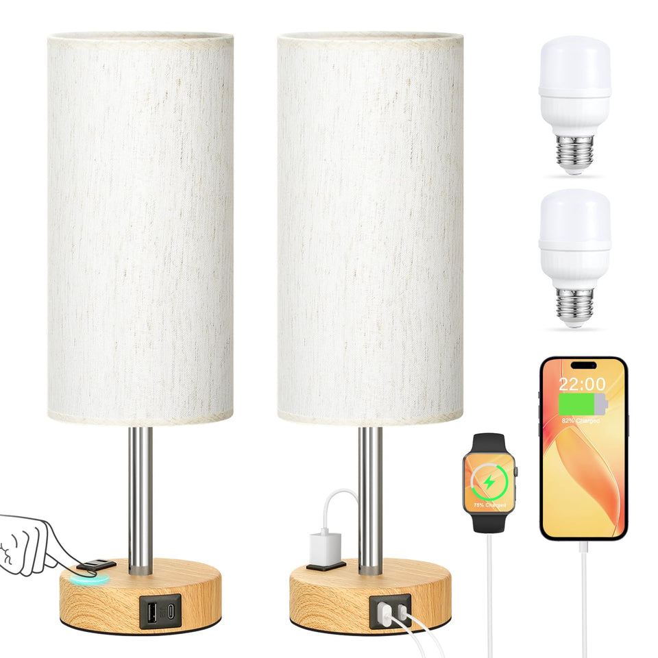 PartageiZ touch bedside lamps 2-pack base highlight easy access and ambient lighting.